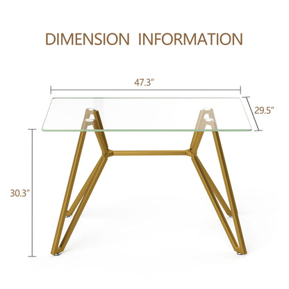 Modern Glass Dining Table With Metal Legs