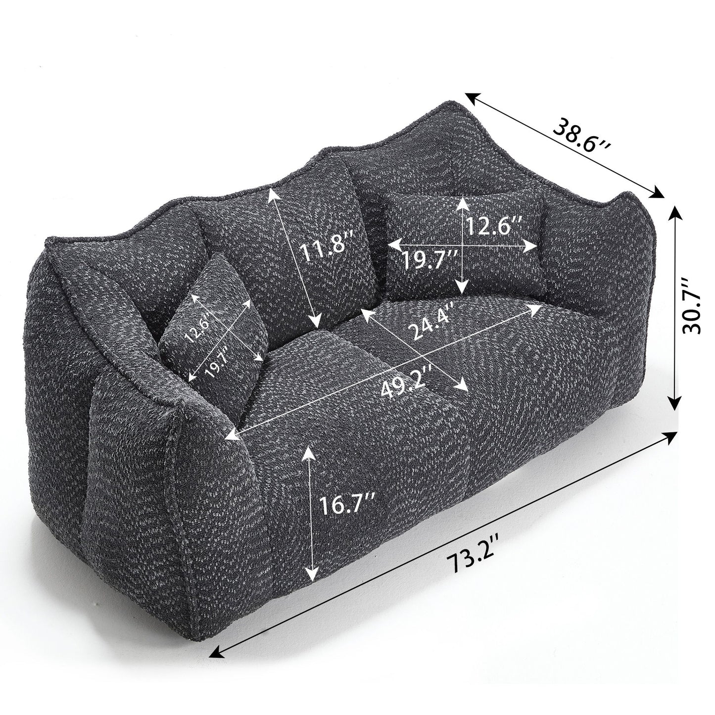 Comfortable Dual Beanbag Chair With High Resilience Foam Core For 2 People