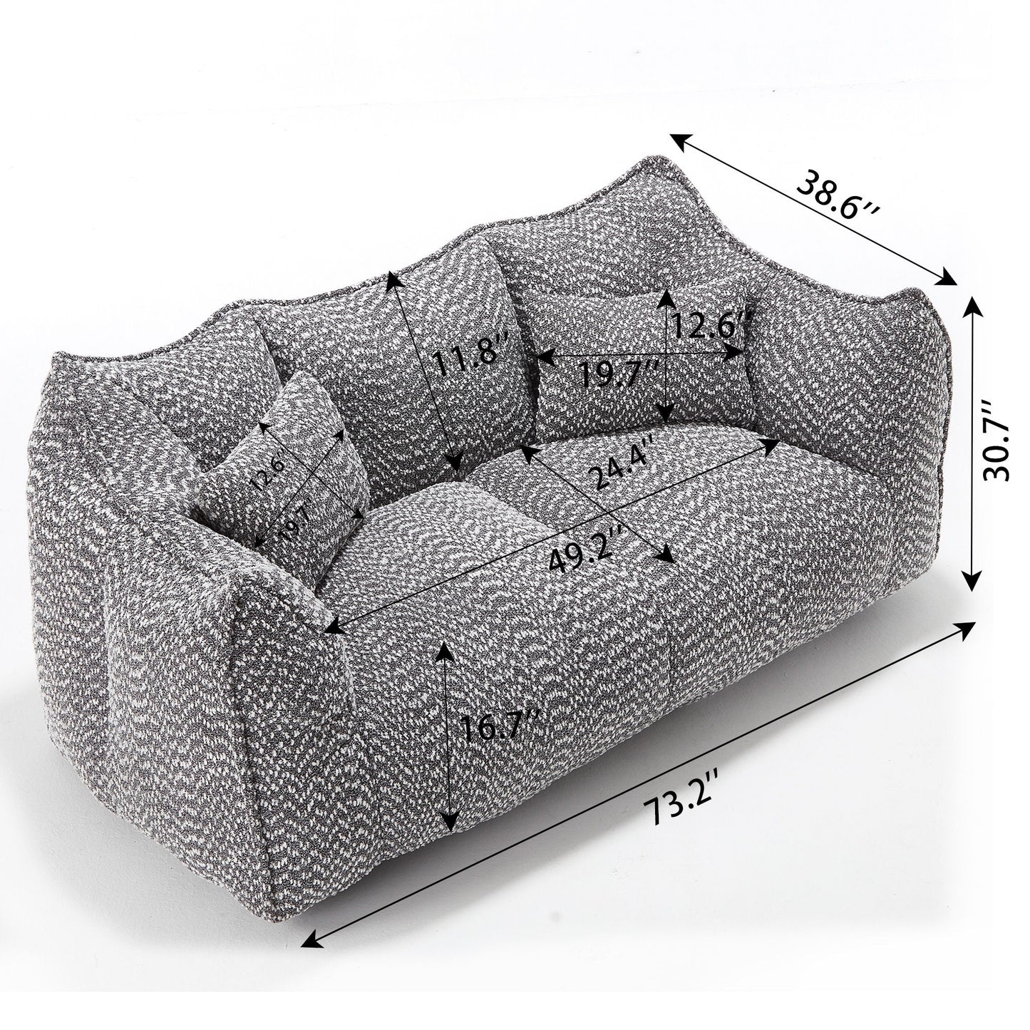 Comfortable Dual Beanbag Chair With High Resilience Foam Core For 2 People