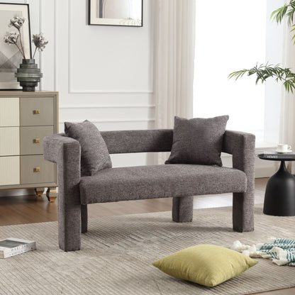 Modern Chenille Loveseat Sofa, Comfy Upholstered 2 Seater