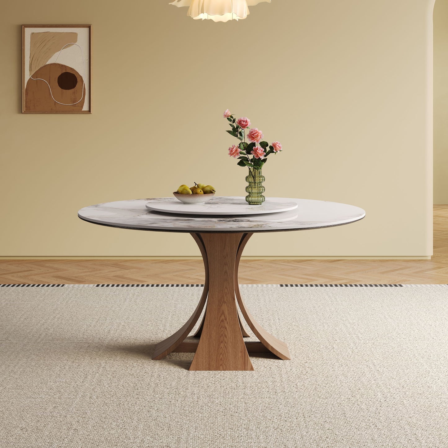Dining Table With 35" Turntable, Seats 6 - 8 - White