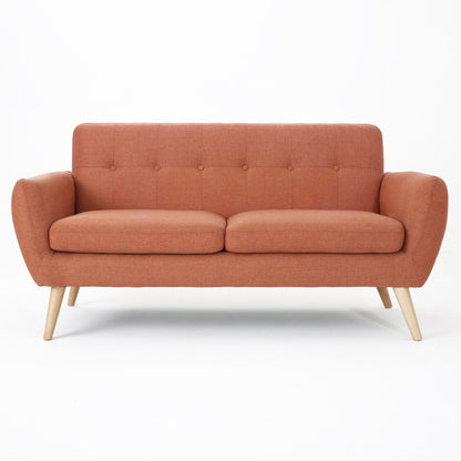 Modern Loveseat Sofa With Button Tufted Backrest