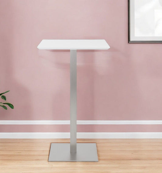 Metallic Square Steel Bar Table - White And Silver