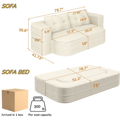 Convertible Floor Sofa Bed With Multi Functional Blanket