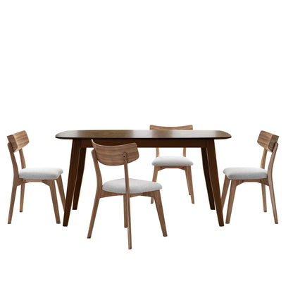 5 Piece Mid - Century Dining Set, Upholstered Dining Chairs