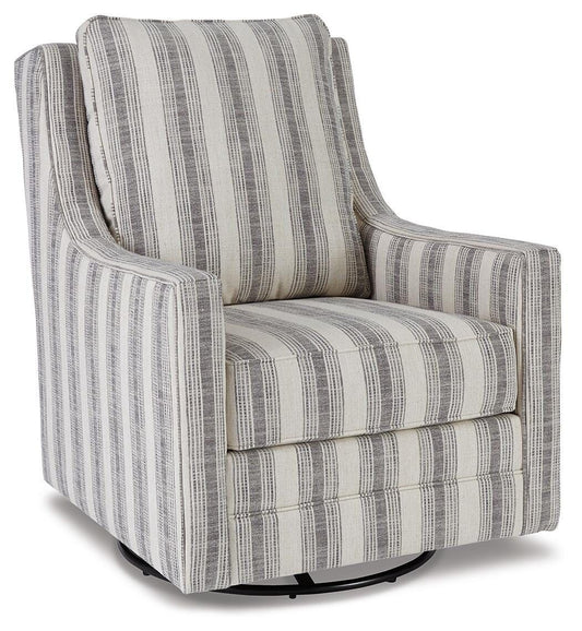 Kambria - Swivel Glider Accent Chair - Ivory / Black - Fabric