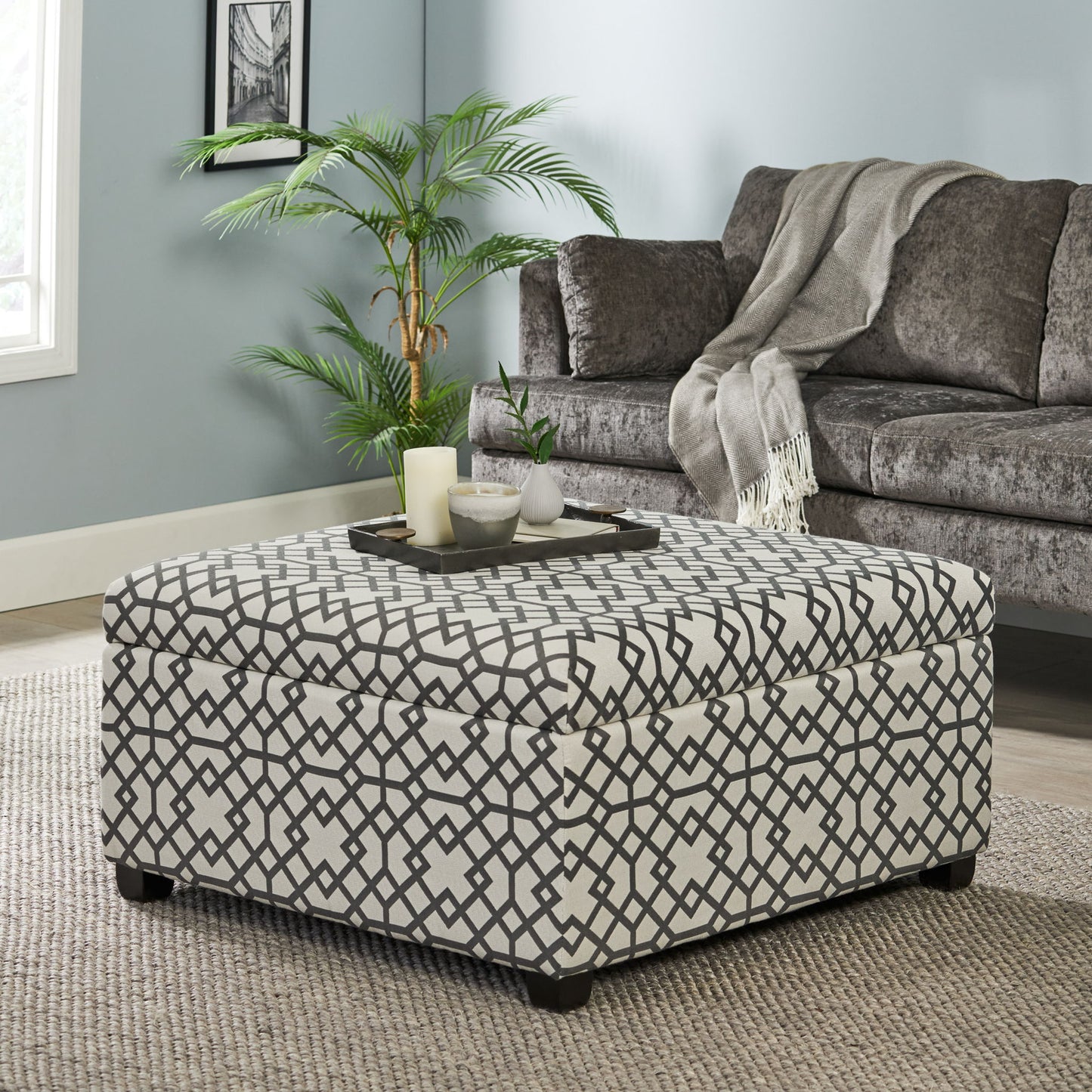 Richmond - Storage Ottoman With Unique Pattern And Ample Storage - Gray