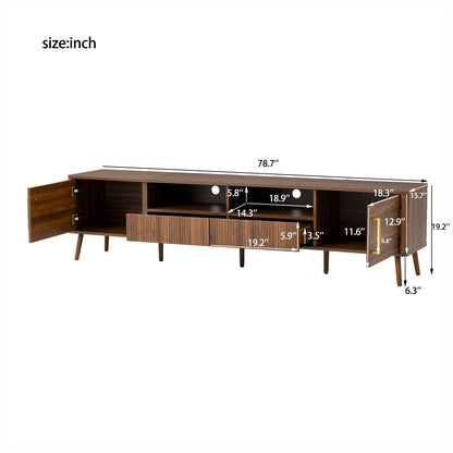 TV Stand For TVs Up To 85" With Soft-Close Doors, Open Shelf, Cable Management - Walnut