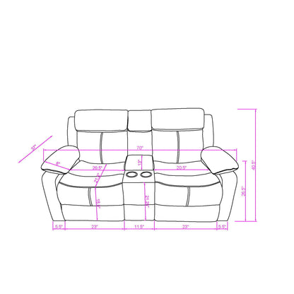 Blanche - Console Reclining Loveseat With LED Lights