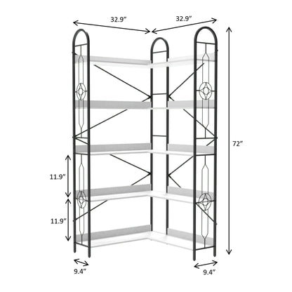 Industrial Style Corner Bookshelf With Thickened Iron Frame