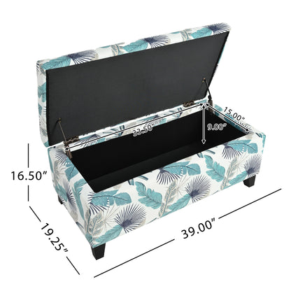 Charming Floral Storage Ottoman With Upholstered Fabric