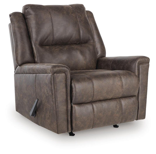 Lixtowel - Rocker Recliner - Walnut - Faux Leather