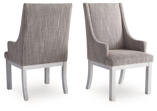 Havalance - White / Gray - Dining Upholstered Arm Chair (Set of 2)
