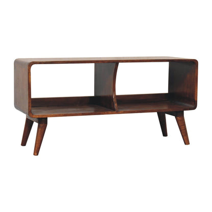 Curved Double Slot Media Unit - Dark Brown