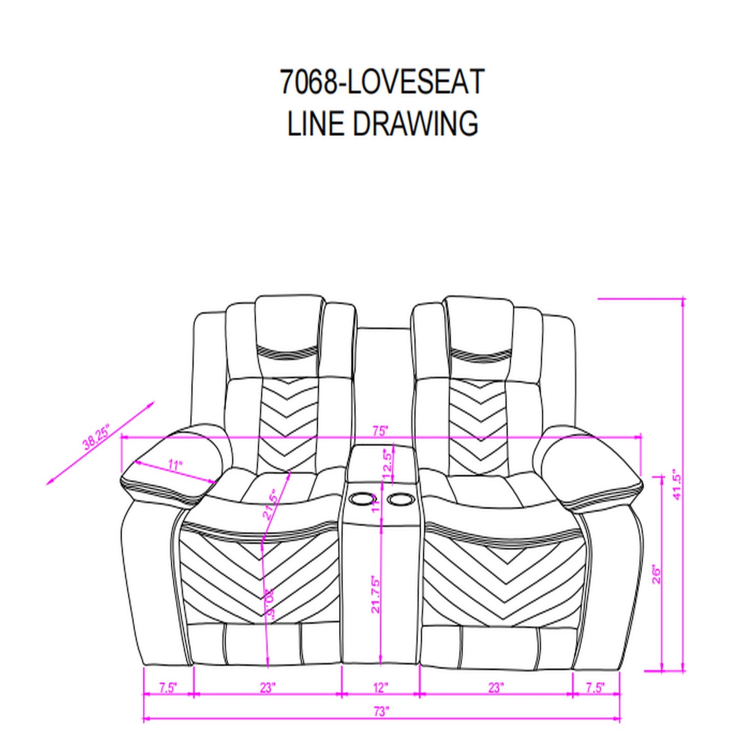 Raize - Power Living Room Set With Storage Console And Cup Holders