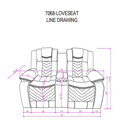 Raize - Power Living Room Set With Storage Console And Cup Holders