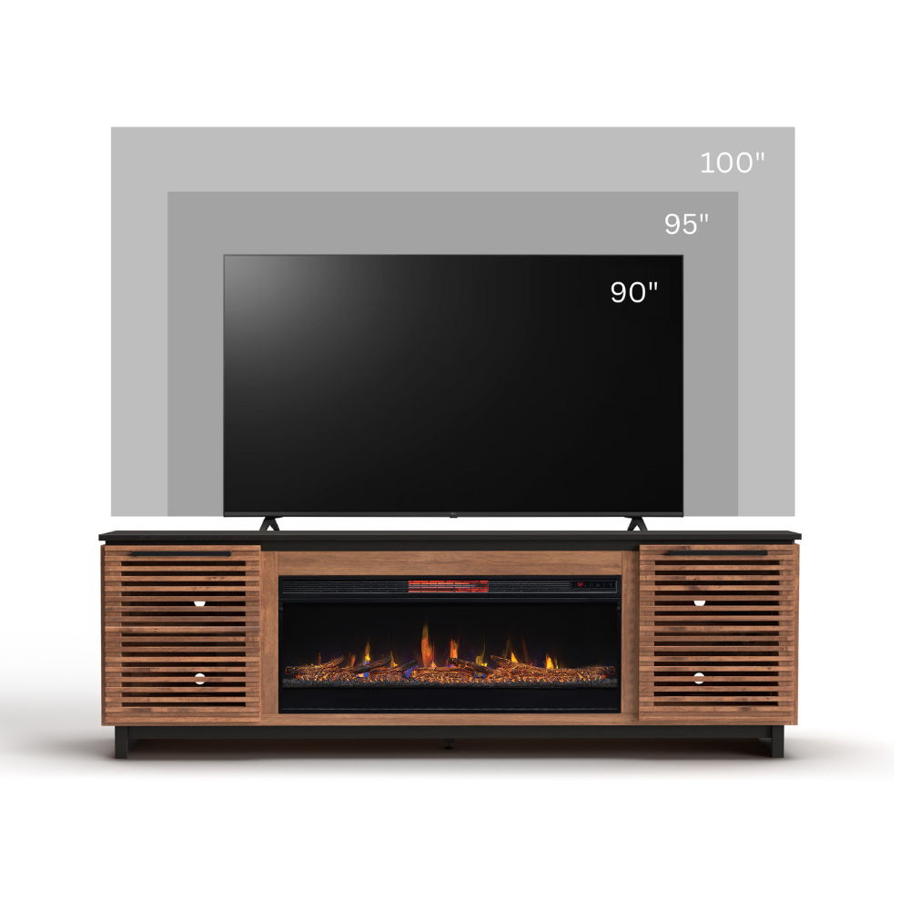 Fireplace TV Stand Console For TVs Up To 100" - Black / Bourbon
