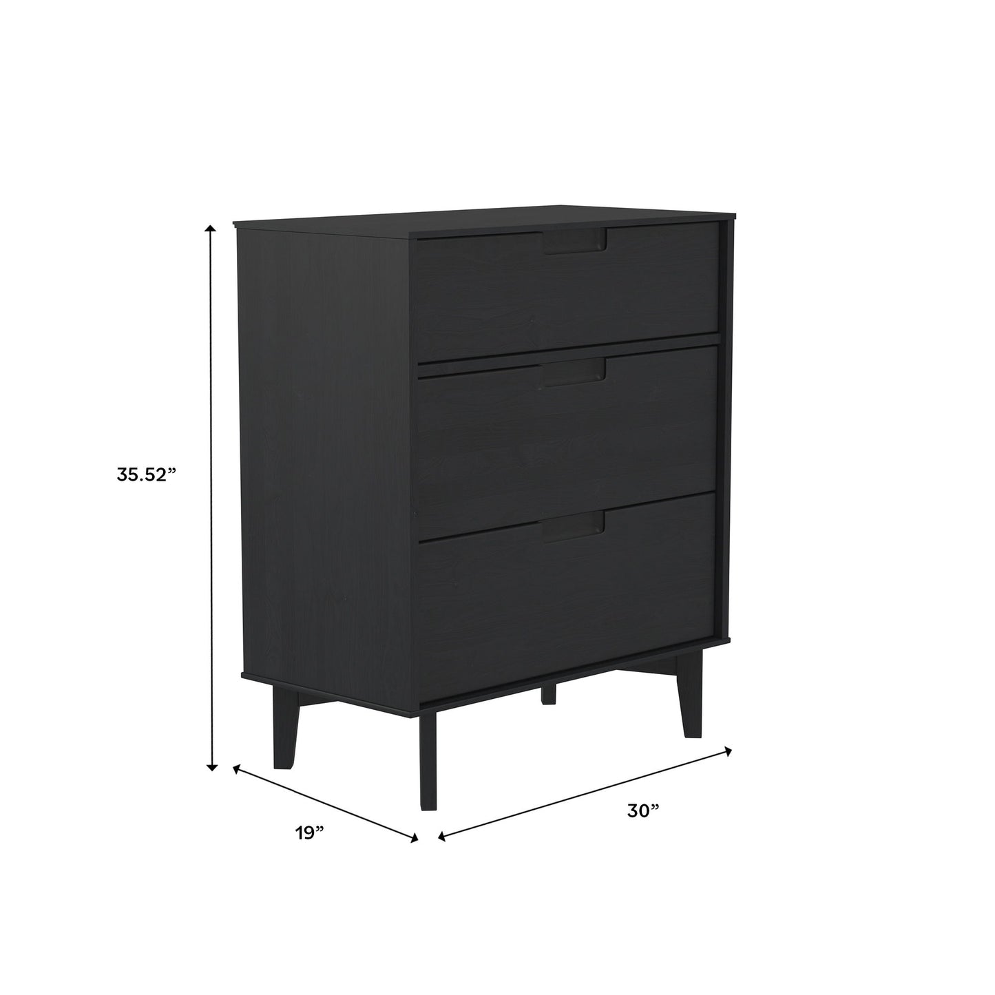 Modern 3 Drawer Dresser - Black