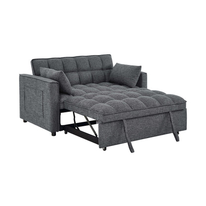 Sienna - Tufted Convertible Sleeper Sofa With Chaise - Gray