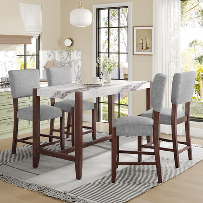 5 Piece Counter Height Dining Set With 4 Upholstered Chairs