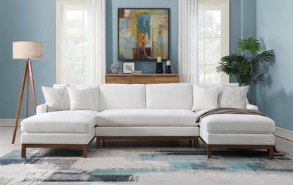 Valiant - Chenille Sectional Sofa With 4 Pillows - Ivory