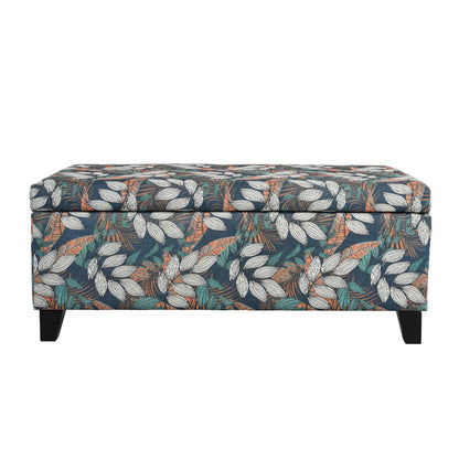 Charming Floral Storage Ottoman With Upholstered Fabric