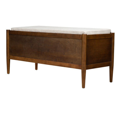 Accent Bench With Storage, Upholstered Cushion - Walnut Brown