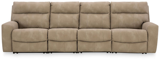Next-Gen Durapella - 4-Piece Power Reclining Sectional With 2 Power Armless Recliners - Sand - Faux Leather