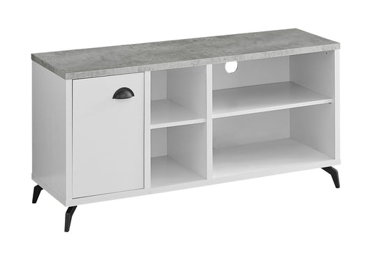 47" Wood Enclosed And Open Storage TV Stand - Gray And White