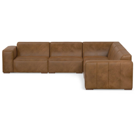 116" Leather Modular Sofa - Brown