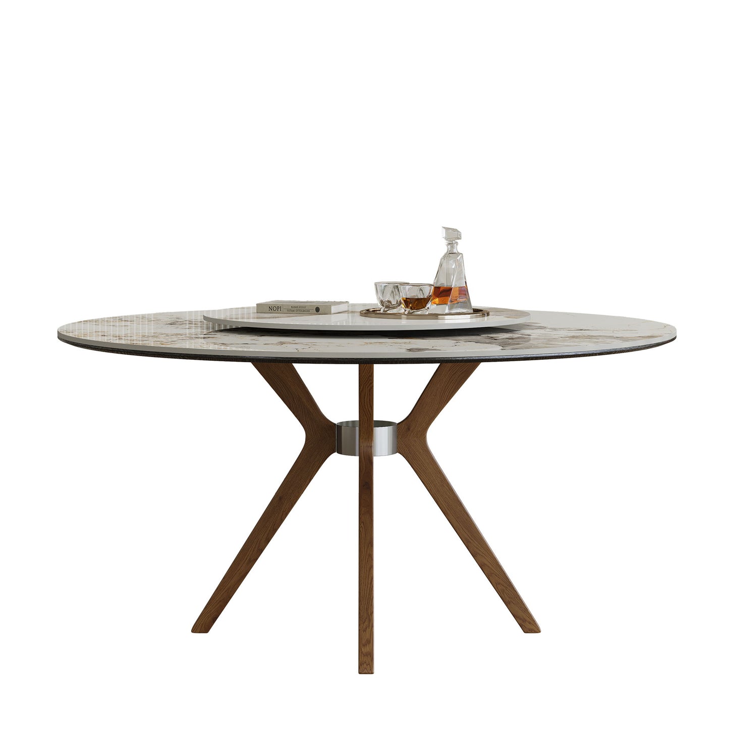 Dining Table With 35" Turntable - White
