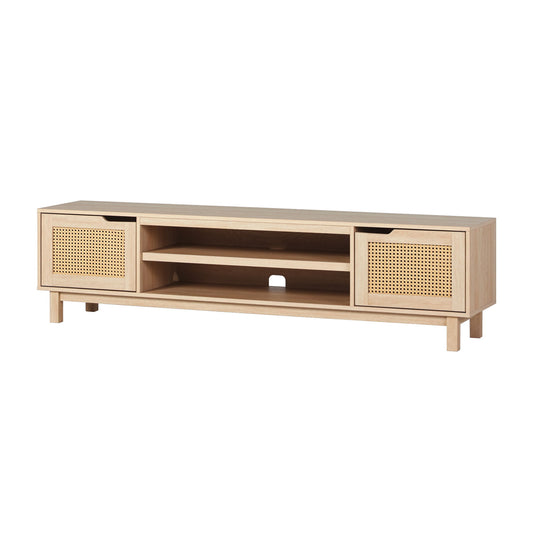 Modern Door Low TV Stand For TVs Up To 80" - Light Brown