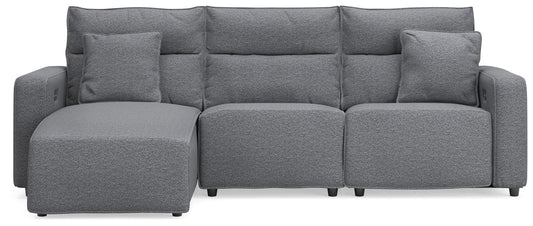 Modmax II - 3-Piece Power Reclining Sofa With LAF Press Back Power Chaise - Salt And Pepper - Next-Gen Nuvella