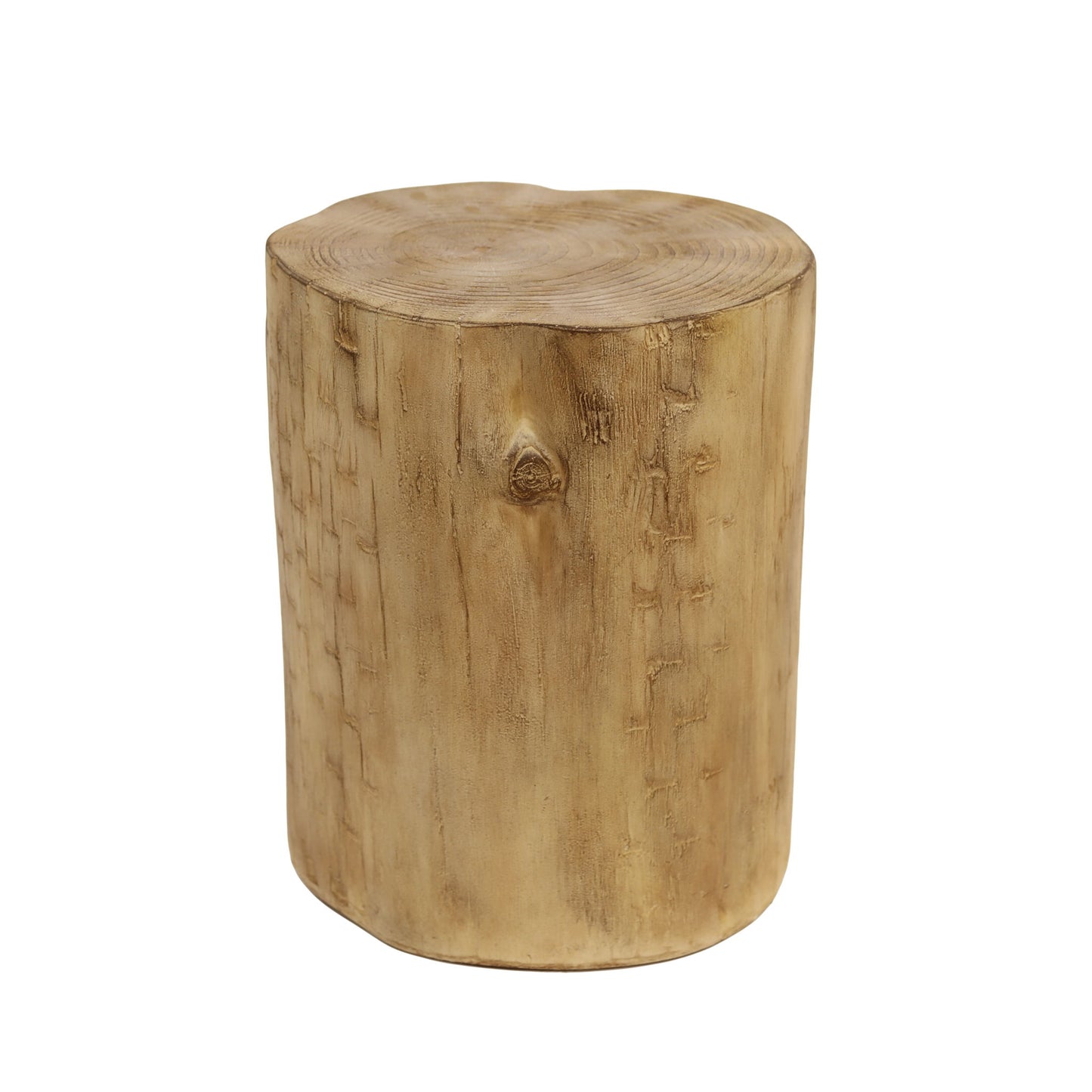Hand Painted Wood Stump Style Outdoor Side Table - Light Brown