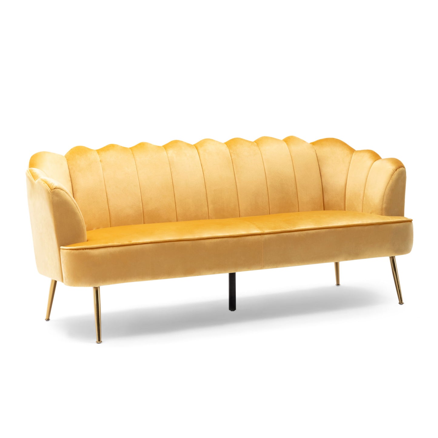Modern Glam 3 Seater Sofa With Velvet Texture