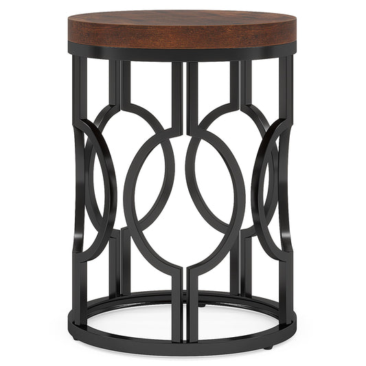 Round End Table Nightstand For Living - Brown / Black