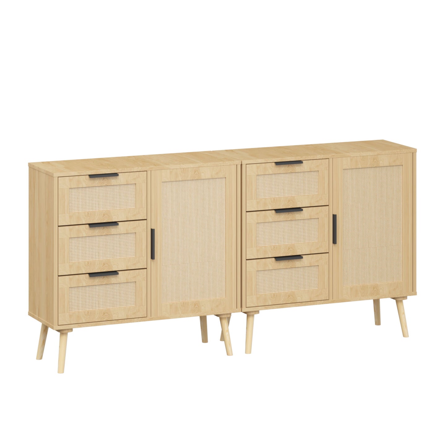Dresser With Drawers And Adjustable Shelf - Antique Natural / Rattan