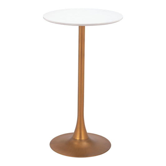 24" Wood Rounded Bar Table - White