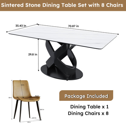 Rectangular Dining Table, Table For 8 Guests - Black / White