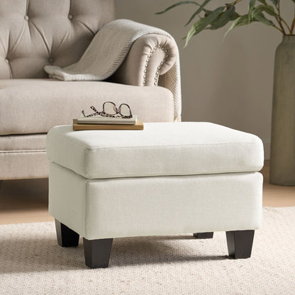 Springfield - Ottoman Contemporary Design Fabric Birch Wood Legs - Beige