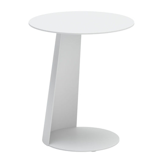 16" Aluminum Rounded Outdoor Side Table - White