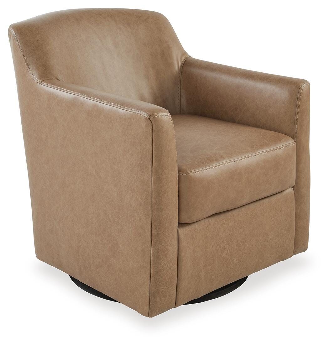 Bradney - Swivel Accent Chair - Tumbleweed - Leather Match