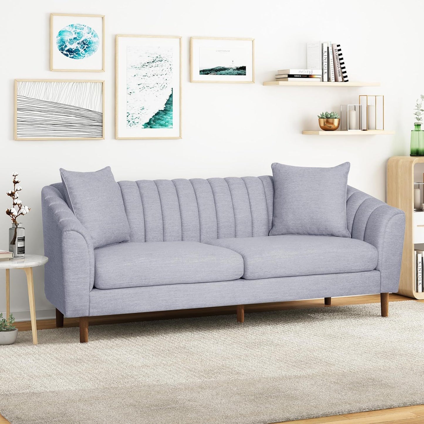 Contemporary 3 Seater Sofa With Plush Accents