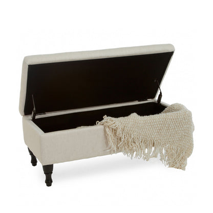 Button-Tufted Upholstered Ottoman With Hidden Storage - Linen