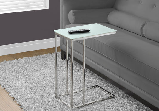 Accent Table, C - Shaped, Tempered Glass, Stylish Design Contemporary & Modern