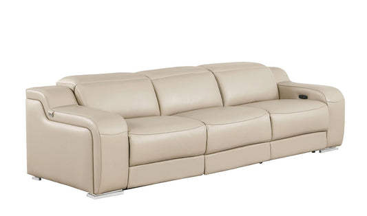 Reclining Steel USB Sofa - Beige