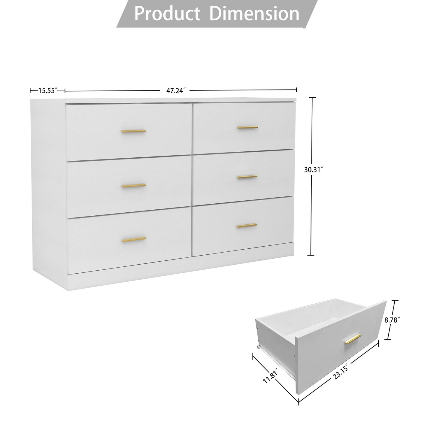 Modern Drawer Dresser For Bedroom, Ample Storage Wide Chest Of Drawers