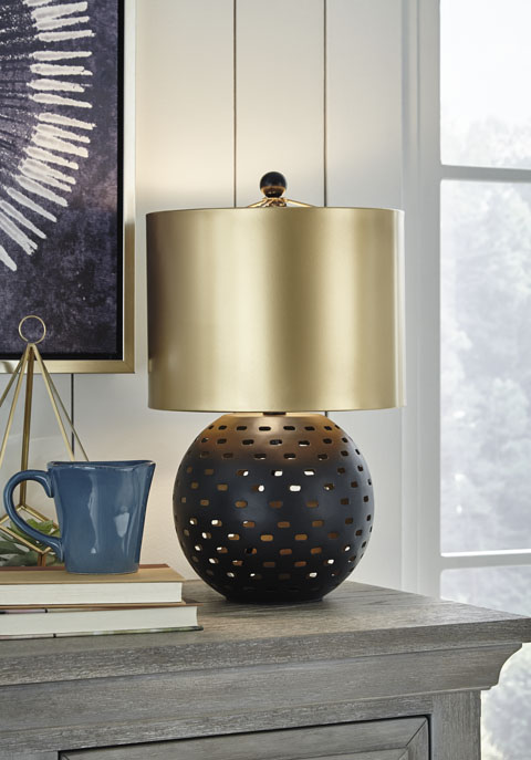 MAREIKE BLACK GOLD METAL TABLE LAMP BY ASHLEY