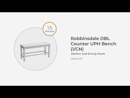 Robbinsdale - Dbl Counter Height Upholstered Dining Bench - Antique White