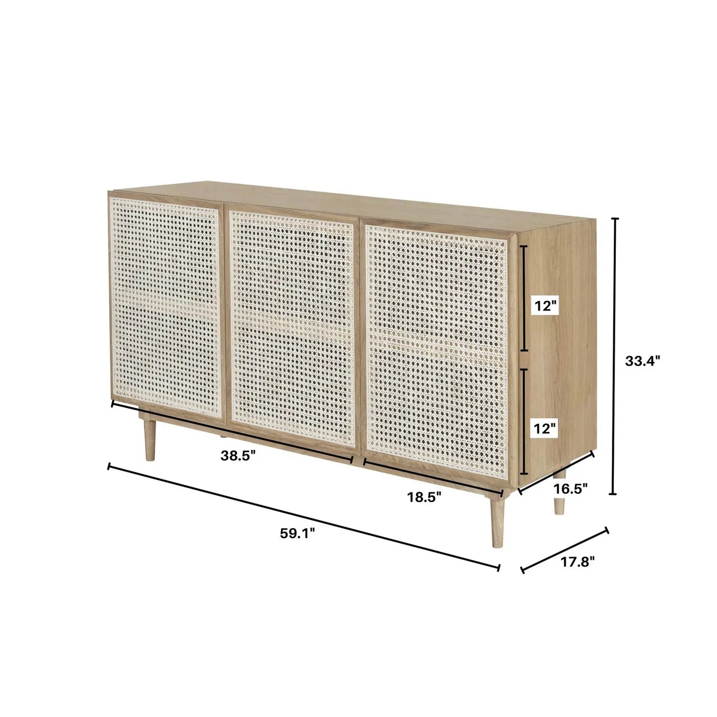 LH IMPORTS CANE SIDEBOARD - NATURAL - CAN003B-N